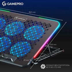 ��������� ��� �������� �� 15.6" GamePro CP590, Black, RGB ���������, 6 x 60 �� ���������� (24.6 dB 2860 rpm), ������/�������, 2xUSB 2.0, 360 x 255 x 28 ��, 820 �, ����������� �������� ������������ � ���� ������� - �������� 5
