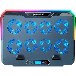 Подставка для ноутбука до 17" GamePro CP1040, Black, RGB подсветка, 4 х 80 мм, 4 х 70 мм вентилятор (24 dB, 2320 rpm), алюминий/пластик, 2xUSB 2.0, 400 x 229 x 40 мм, 1530 г - Картинка 2