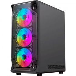 Корпус GameMax Starlight 2 AB, Black, без БП, Mid Tower, для ATX / MicroATX / Mini-ITX, 1xType-C / 1xUSB 3.0 / 1xUSB 2.0, макс. CPU - 155 мм / VGA - 330 мм, 6x120 мм ARGB, боковая панель из закаленного стекла - Картинка 3