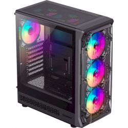 Корпус GameMax Starlight 2 AB, Black, без БП, Mid Tower, для ATX / MicroATX / Mini-ITX, 1xType-C / 1xUSB 3.0 / 1xUSB 2.0, макс. CPU - 155 мм / VGA - 330 мм, 6x120 мм ARGB, боковая панель из закаленного стекла - Картинка 4