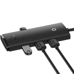 ��� USB Baseus Lite "4-in-1", Black, Type-C 3.0 - 4xUSB 3.0, ������ 1 �, ��������� �������� ����� Type-C ���� (WKQX030401) - �������� 3