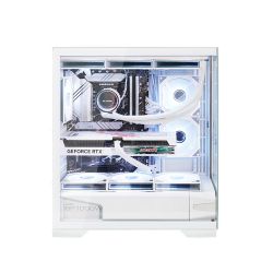 Корпус ALmordor QX25A LCD White, без БЖ, для ATX/MicroATX/Mini ITX, 1xUSB-С, 2xUSB-A 3.0, макс. CPU - 160 мм / VGA - 410 мм / PSU - 180 мм, скляні ліва та лицева панелі, LCD-екран 6.2" (ALQX25AWH_LCD) - Картинка 2