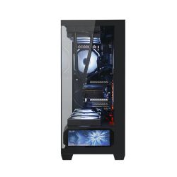 Корпус ALmordor QX25A LCD Black, без БЖ, для ATX/MicroATX/Mini ITX, 1xUSB-С, 2xUSB-A 3.0, макс. CPU - 160 мм / VGA - 410 мм / PSU - 180 мм, скляні ліва та лицева панелі, LCD-екран 6.2" (ALQX25ABK_LCD) - Картинка 3
