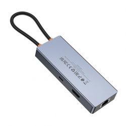 Хаб USB HOCO HB51, Grey, Type-C 3.1 - 1xType-C (100 Вт) / 3xUSB 3.0 / HDMI 4K / GLan, кабель 18 см, алюминиевый корпус - Картинка 3