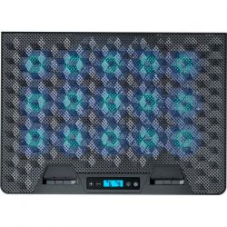 Подставка для ноутбука до 17.3" GamePro CP1140, Black, 15 x 60 мм (2300 об/мин), LCD экран, RGB подсветка (10 режимов), 5 уровней высоты, 2xUSB, съемный держатель для смартфона, металлическая сетка, 400 x 288 x 36 мм, 1.38 кг - Картинка 2