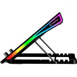 Подставка для ноутбука до 17.3" GamePro CP1140, Black, 15 x 60 мм (2300 об/мин), LCD экран, RGB подсветка (10 режимов), 5 уровней высоты, 2xUSB, съемный держатель для смартфона, металлическая сетка, 400 x 288 x 36 мм, 1.38 кг - Картинка 4