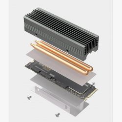 Радиатор для M.2 Teucer 12, Dark Grey, для формата 2280, алюминий/медь (M.2-12) - Картинка 2