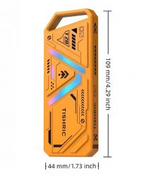 ������ ������� TISHRIC T20, Orange, M.2, Type-C 3.1 Gen2, 1xM.2 NVMe / SATA, ������ 2230/2242/2260/2280, RGB ���������, ����������� ������ - �������� 3