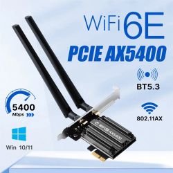   PCI-E x1, Fenvi PCE-AX5400, WiFi 6E ( 5374 Mbps), Bluetooth 5.3, , 2   (MT7922)