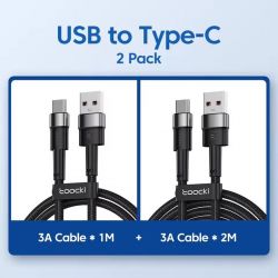 ������ USB AM - Type-C, 1 � + 2 � (2 ��), Black, Toocki, 3A - �������� 2