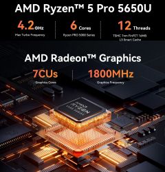 Неттоп Beelink EQR5, Grey, Ryzen 5 Pro 5650U (6x2.3-4.2 GHz), 16Gb DDR4 3200 MHz SO-DIMM, 500Gb SSD NVMe, 1xM.2 2280, Radeon RX Vega 7, WiFi 6, Bluetooth 5.2, 2xGLan, Type-C / 3xUSB 3.2 / 1xUSB 2.0, 2xHDMI, Windows 11 Pro - Картинка 2