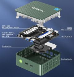 Неттоп GMKtec NucBox G3, Titanium Grey, N100 (4x3.4 GHz, 6 Вт), 16Gb DDR4 3200 MHz SO-DIMM, 512Gb SSD NVMe, UHD Graphics, WiFi 6, Bluetooth 5.2, 2.5GLan, 4xUSB 3.2, 2xHDMI, Windows 11 Pro, кріплення VESA у комплекті (9B.EU24A0826K20) - Картинка 2