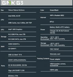 Неттоп GMKtec NucBox G3, Titanium Grey, N100 (4x3.4 GHz, 6 Вт), 16Gb DDR4 3200 MHz SO-DIMM, 512Gb SSD NVMe, UHD Graphics, WiFi 6, Bluetooth 5.2, 2.5GLan, 4xUSB 3.2, 2xHDMI, Windows 11 Pro, кріплення VESA у комплекті (9B.EU24A0826K20) - Картинка 4