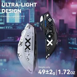 ���� ������������ Attack Shark X3 Max, White (Grip Tape), Bluetooth 5.2 / USB 2.4GHz / Type-C, ���������� (������ PixArt PAW3950), �� 42 000 dpi, 50G, 750IPS, 5 ������, ������������� Omron, �����������, 49 � - �������� 4