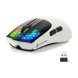   Attack Shark X5, White/Black, Bluetooth / USB 2.4GHz / Type-C,  ( PixArt PAW3212), 800 - 4000 dpi, 10G, RGB , 5 ,  280 mAh, 49 