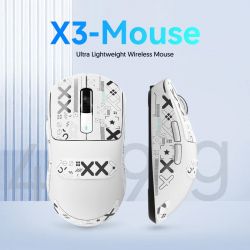 Мышь беспроводная Attack Shark X3 Pro, White (Tape), Bluetooth 5.2 / USB 2.4GHz / Type-C, оптическая (сенсор PixArt PAW3395), до 26 000 dpi, 50G, 650IPS, 5 кнопок, переключатели Kailh GM 8.0, аккумулятор, 59 г - Картинка 2