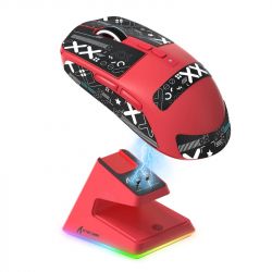  Attack Shark X6 + -, Red (Tape), Bluetooth 5.2 / USB 2.4GHz / Type-C,  ( PixArt PAW3395),  26 000 dpi, 50G, 650IPS, 5 ,  Kailh GM 8.0, , 49 
