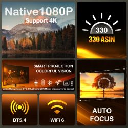  Magcubic HY260 Pro, White, LED, WiFi 6 / Bluetooth 5.4, 1920x1080, 330 , 2000:1, 5 , Allwinner H713 (4 ), Android 11 -  2