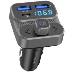 FM-��������� Proove Luxor SE, Grey, �� �����������, Bluetooth 5.3, 1xType-C (30 ��, PD3.0), 2xUSB (18 ��, QC3.0), FM (87.5-108 MHz), �������� LED ������� (FMLX20120003)