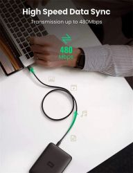 Кабель USB 2.0 AM - miniUSB (5P), 2 м, Black, Ugreen US132, 2A (30472) - Картинка 2