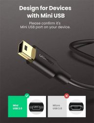 Кабель USB 2.0 AM - miniUSB (5P), 2 м, Black, Ugreen US132, 2A (30472) - Картинка 4