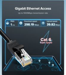 ����-���� 15 �, U/UTP, Black, Ugreen NW102, �����, RJ45, Cat.6, 1000 Mbps, 250 MHz (50180) - �������� 3