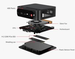 Неттоп Beelink SER5 MAX, Black, Ryzen 7 6800H (8x3.2-4.7 GHz), 32Gb LPDDR5, 500Gb SSD NVMe, Radeon 680M, WiFi 6, Bluetooth 5.2, 2.5GLan, 3xUSB 3.2, Type-C, HDMI/DP, Windows 11 Pro, кріплення VESA у комплекті (BLSER5M6800H32500BK) - Картинка 2