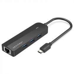 ��� USB Vention 5-in-1, Black, Type-C 3.1 - 3xUSB 3.0 / Lan, ������ 15 �� (TGPBB)