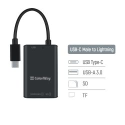 �������� ��������� USB ColorWay "3-in-1", Black, Type-C 3.1 - microSD / SD / USB 3.0 (CW-CR-02) - �������� 4