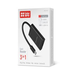 �������� ��������� USB ColorWay "3-in-1", Black, Type-C 3.1 - microSD / SD / USB 3.0 (CW-CR-02) - �������� 5