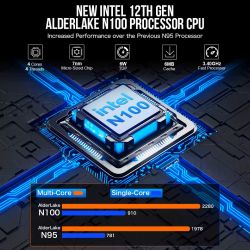 Неттоп GMKtec NucBox G2, Black/Grey, N100 (4x3.4 GHz, 6 Вт), 12Gb LPDDR5 4800 MHz, 512Gb SSD NVMe, Graphics, WiFi 6, Bluetooth 5.2, 2xGLan, Type-C / 3xUSB 3.2, 2xHDMI/DP, Windows 11 Pro, кріплення VESA у комплекті - Картинка 3