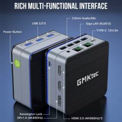 Неттоп GMKtec NucBox G2, Black/Grey, N100 (4x3.4 GHz, 6 Вт), 12Gb LPDDR5 4800 MHz, 512Gb SSD NVMe, Graphics, WiFi 6, Bluetooth 5.2, 2xGLan, Type-C / 3xUSB 3.2, 2xHDMI/DP, Windows 11 Pro, кріплення VESA у комплекті - Картинка 5