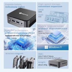 Неттоп Soyo M4 Plus 2, Black, N150 (4x0.1-3.6 GHz), 16Gb DDR4, 512Gb SSD NVMe, Graphics, WiFi 5, Bluetooth 5.2, GLan, 2xUSB 3.2 / 2xUSB 2.0, HDMI/DP, Windows 11 Pro - Картинка 2