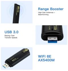   Fenvi FU-BE6500, Black, USB 3.0, WiFi 7,  6500 Mb/s, Reatek RTL8912AU, 2  