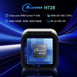 ТВ-приставка H96 Max H728, Black/White, Allwinner H728 (8 ядер), 4Gb, 32Gb, WiFi 6 / Bluetooth, RJ45, 1xUSB 3.0 / 1xUSB 2.0, SPDIF, Android 14, пульт ДК, LED годинник - Картинка 3