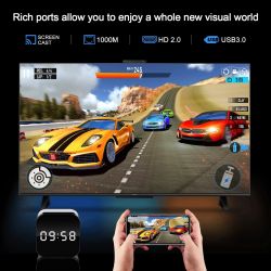 ТВ-приставка H96 Max H728, Black/White, Allwinner H728 (8 ядер), 4Gb, 32Gb, WiFi 6 / Bluetooth, RJ45, 1xUSB 3.0 / 1xUSB 2.0, SPDIF, Android 14, пульт ДК, LED годинник - Картинка 4