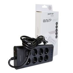 Գ���� ��������� Patron, 8 �������, 3 �, Black, 4xUSB (3.1A), 16�, �� 4 ���, �������, ����������, 3x1.5 �� (SP-1683-USB)