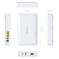 Источник бесперебойного питания для роутера Marsriva KP6 Max, White, 20000 mAh (72Wh), 1xDC (12V/1.5A), 1xDC (9V/2.0A), 1xDC (5V/2.1A), 1xUSB (5V/2.1A), POE (24V/0.75A) - Картинка 5