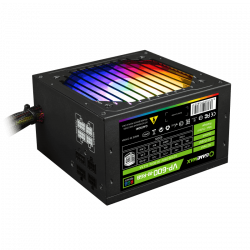   GameMax VP-600-M-RGB 600W, 12cm fan, 80 Plus, 2x6+2pin, Active PFC, Box (VP-600-M-RGB) -  1