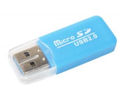 Card Reader внешний Merlion CRD-1BL, M2/microSD, Blue