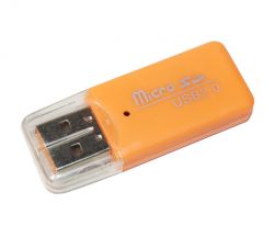 Card Reader внешний Merlion CRD-1OR, M2/microSD, Orange