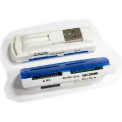 Кардридер универсальный 4в1 MERLION CRD-7BL TF/Micro SD, USB2.0, Blue, OEM Q50
