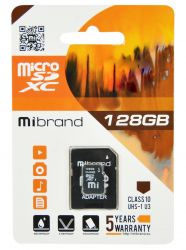  ' microSDXC, 128Gb, Class10 UHS-1 U3, Mibrand, SD  (MICDHU3/128GB-A)