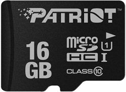 Карта памяти microSDHC, 16Gb, Class10 UHS-I, Patriot LX Series, без адаптера (PSF16GMDC10)
