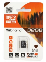  ' microSDHC, 32Gb, Class10 UHS-1 U3, Mibrand,   (MICDHU3/32GB)