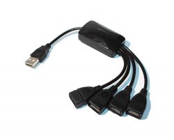 Концентратор USB 2.0, 4 ports, Black "Гидра" (YT-HHy4)