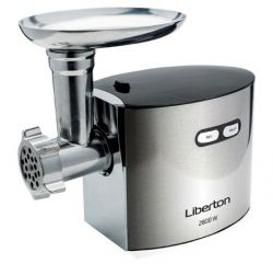 Мясорубка Liberton LMG-28STS, Silver, 2800W, производительность 2 кг/мин, 3 диска с отверстиями 3/5/7мм, барабаны для терки и шинковки, насадка для томатов/колбасок/кеббе, реверс - Картинка 1
