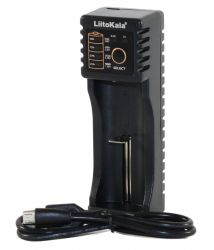  LiitoKala Lii-100, Black, 1xAA/AAA/C Ni-MH/Ni-Cd, 18650/26650 Li-Ion,  Power Bank,  500/1000 mA,   USB