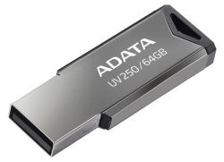 USB Flash Drive 64Gb A-Data UV250, Silver/Black,   (AUV250-64G-RBK)