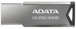 USB Flash Drive 64Gb A-Data UV250, Silver/Black,   (AUV250-64G-RBK) -  2